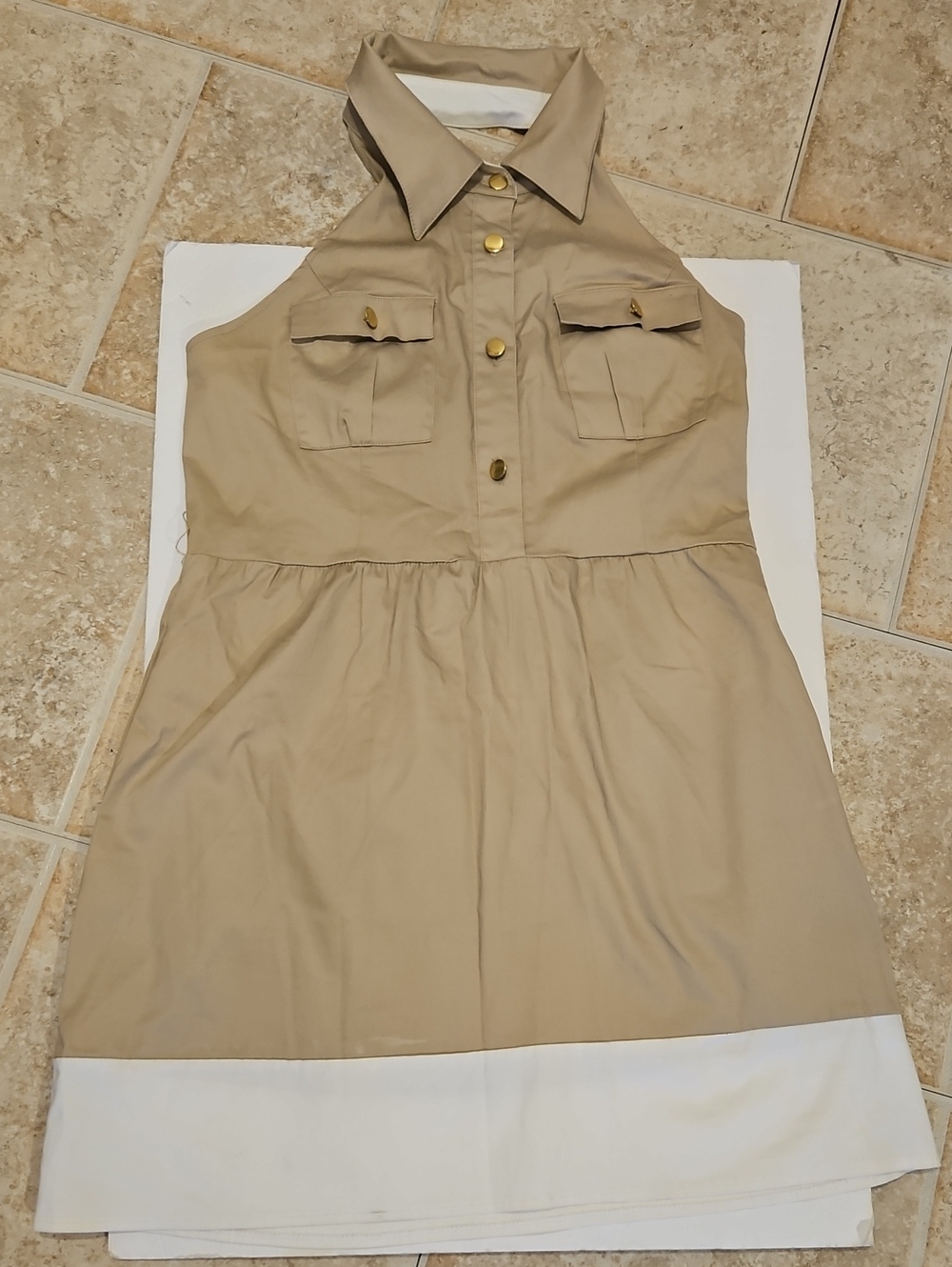 Dots Olive Khaki Smocked Waist Skirt
